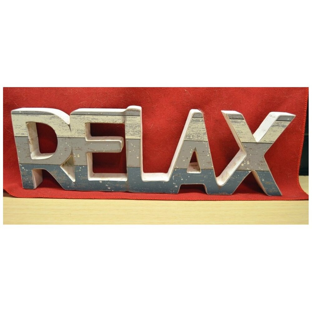 RELAX Shelf Table Wall Hanging Sign Home Décor by Three Girls & A Wish ~13" long